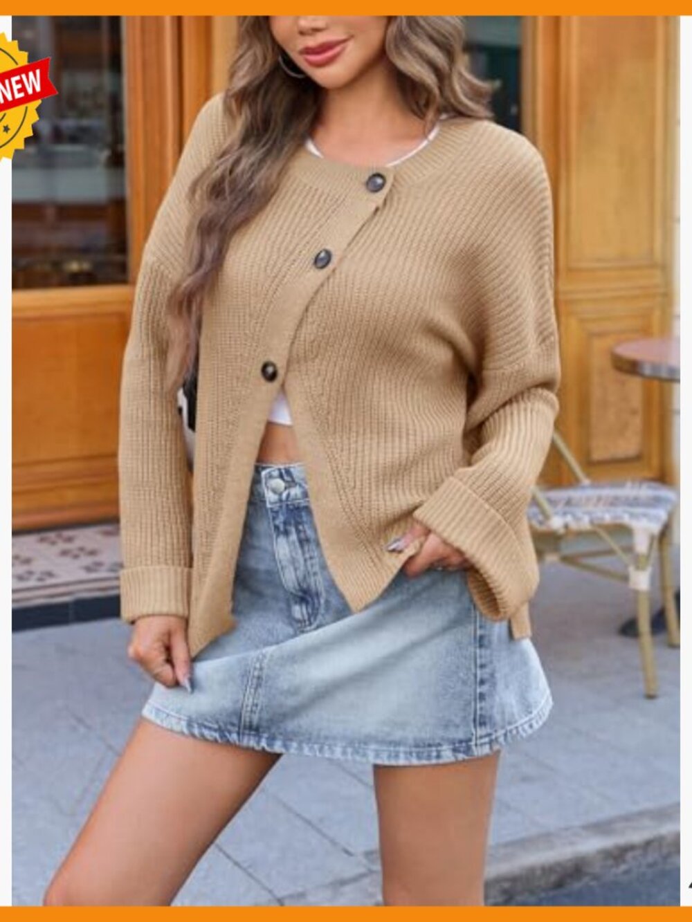 Oversized Button Down Cardigan Sweater Long Sleeve Open Front Knit - Picture 4 of 6